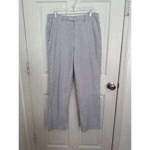 Alfred dunner Pant size 12, blue & white with stripe , 55 cotton, 45 polyester